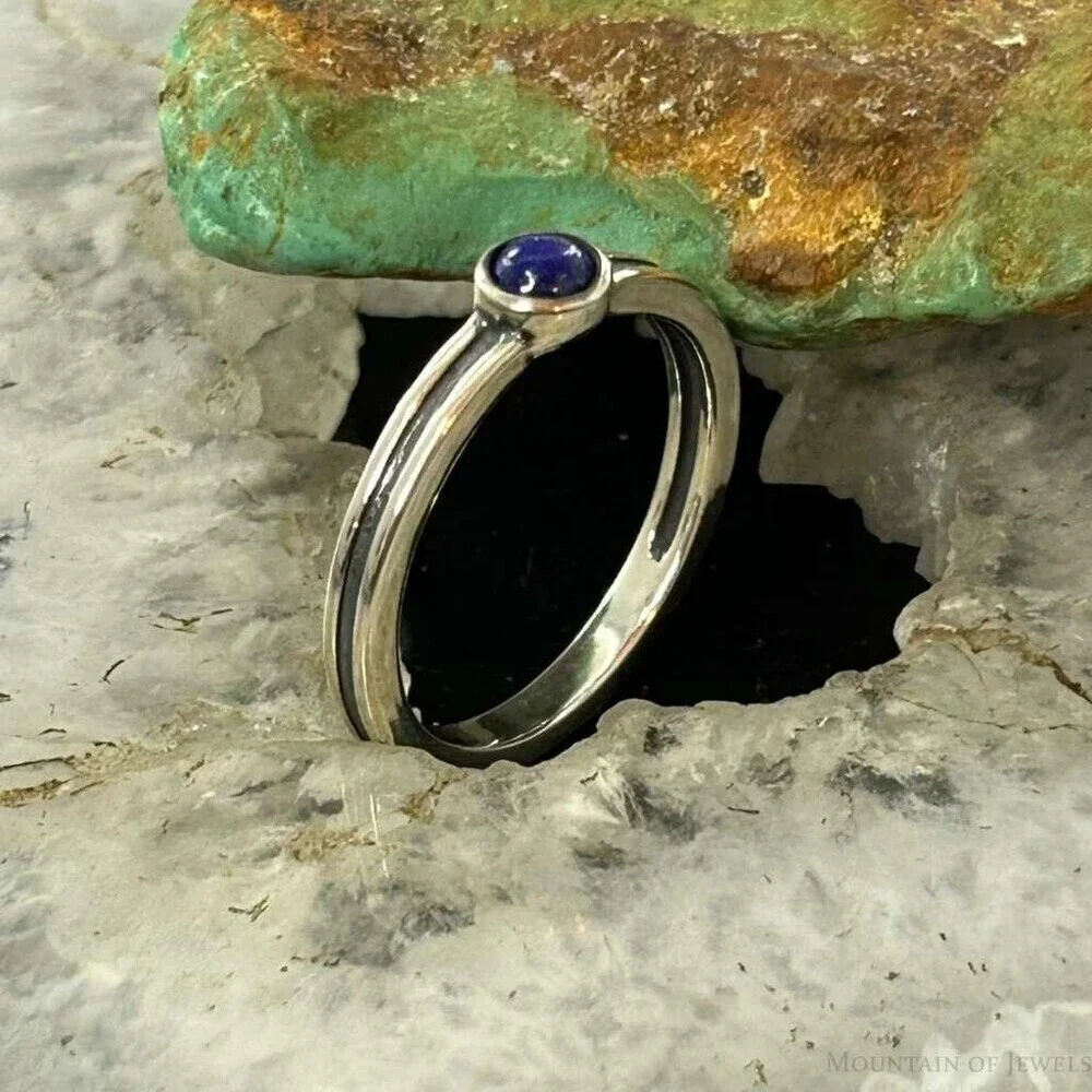 Carolyn Pollack Sterling Silver Rounded Lapis Slim Ring For Women